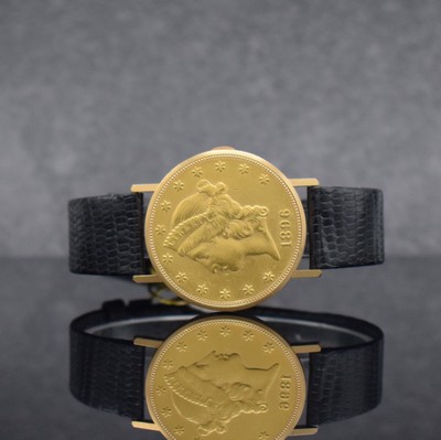 VACHERON & CONSTANTIN 20-Dollar-Münz Armbanduhr, Schweiz um 1980, Handaufzug, Ref. 33019, Sprungdeckel-Geh. aus einer 20- Dollar-Münze v. 1896, ...