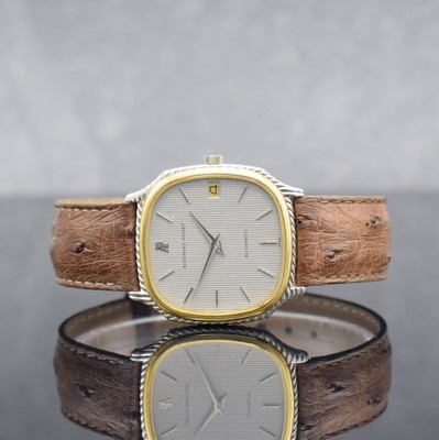 AUDEMARS PIGUET Herrenarmbanduhr in GG/WG 750/000, Automatik, Schweiz um 1977, 3-teil. Geh., Boden 4-fach verschr., vertikal streifenguill. Zifferbl. ...