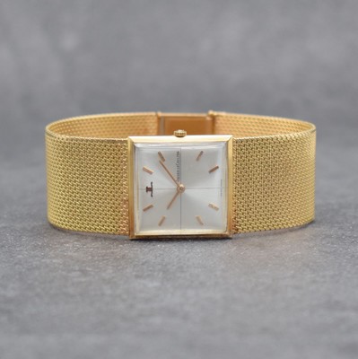 Jaeger-LeCoultre Armbanduhr in RoseG 750/000, Schweiz um 1960, Handaufzug, Ref. 1900, 2-teil. Geh., Boden aufgedr., silb. Zifferbl. m. aufges. ...