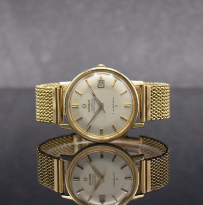 OMEGA Constellation Chronometer in GG 585/000 Referenz 168004/14, Automatik, Schweiz um 1967, verschr. Boden m. Darst. Sternwarte, silb. Zifferbl. m. ...