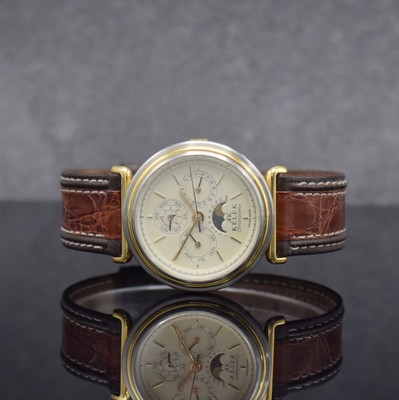 KELEK CHRONOSWISS astronomische Herrenarmbanduhr mit ewigem Kalender in Stahl, Schweiz um 1985, Automatik, satiniertes Geh., verg. Lünette & ...