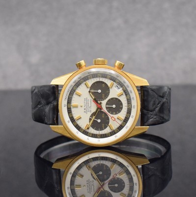 ZENITH seltener vintage El Primero Schaltradchronograph im unpoliertem GG 750/000 Gehäuse Referenz 1205, Automatik, Schweiz 1970er Jahre, Boden ...