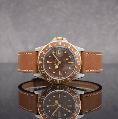 ROLEX seltene Herrenarmbanduhr Oyster Perpetual GMT-Master Referenz 1675, Automatik, frühes Modell, gestempelt 2. Quartal 1967, Edelstahl/Gold ...