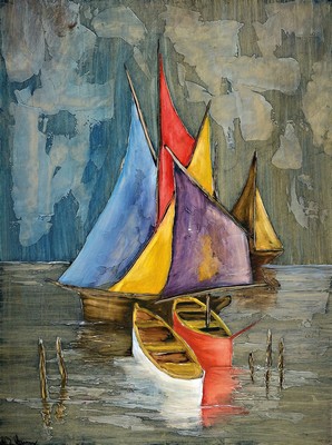 H.J. Wagner, collage arbeit, links unten sign., R. ca. 109x84 cm