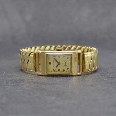 LONGINES Armbanduhr in GG 585/000 mit Elasto-Fixo Band mit Kappe in GG 585/000, Schweiz um 1937, Handaufzug, 2-teil. Gehäuse, Boden aufgedr., ...