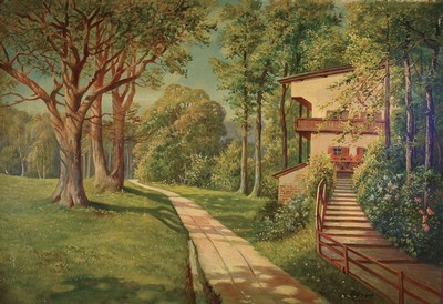 H. Sievert, Kassel, erste Hälfte 20. Jh., Parklandschaft mit Haus, Öl/Lwd, signiert und bez., ca. 84 x 125 cm, Rahmen ca. 97 x 137cm