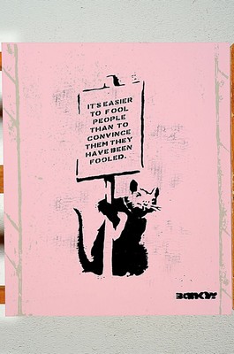 Not By Banksy by the Real Not Banksy Front, "Operation Saturation or is it possible to Milk a Dead Rat?", Farbsiebdruck/Pappe, verso sign., ...