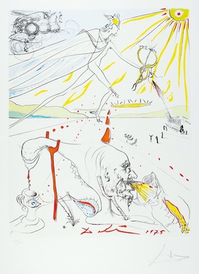 Salvador Dalí, 1904-1989, L'Alchimiste, Farblithographie von 1975, handsigniert, num. 210/250, ca. 52x42cm, Blattgr. ca. 75x57cm, WVZ Nr. 581, ...