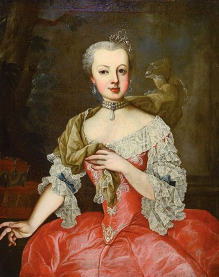 Barockgemälde, süddeutsch, um 1750/60, Porträt wohl von Erzherzogin Maria Josepha vonHabsburg-Lothringen (1751-1767), 12. Kind Maria Theresias und ...