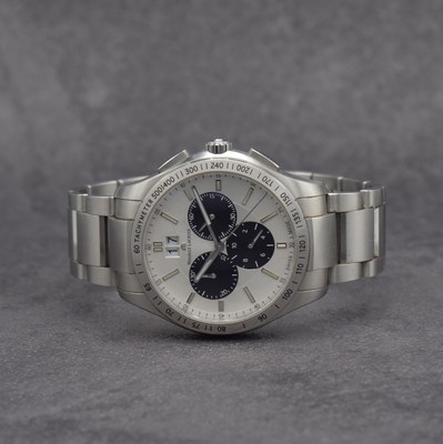 MAURICE LACROIX Herrenarmbanduhr Modell Miros mit Chronograph, Schweiz um 2010, quarz, Ref. MI-1028, Edelstahlgeh., Boden aufgedr., orig. Gliederband ...