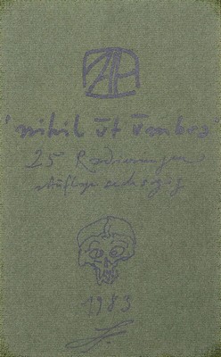 Horst Janssen, 1929 - 1995, Totenkopf-Zeichnung mit Silberstift auf dickem Karton, "nihil ut umbra", oben monogrammiert, dat. 1983, 26 x 16 ...
