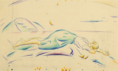 Max Ackermann, 1887 - 1975, Farbkreide auf Papier, re. u. handsigniert und datiert 1920 mit Bleistift (unter PP. verdeckt), zusätzlich in der ...