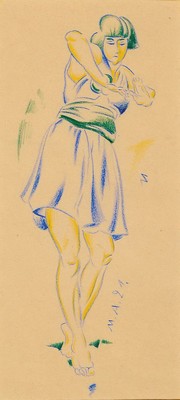 Max Ackermann, 1887 - 1975, Farbkreide auf Papier, re. u. handsigniert und datiert 1921 mit Bleistift (unter PP. verdeckt), zusätzlich in der ...