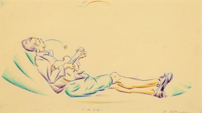 Max Ackermann, 1887 - 1975, Farbkreide auf Papier, re. u. handsigniert und datiert 1920 mit Bleistift (unter PP. verdeckt), zusätzlich in der ...