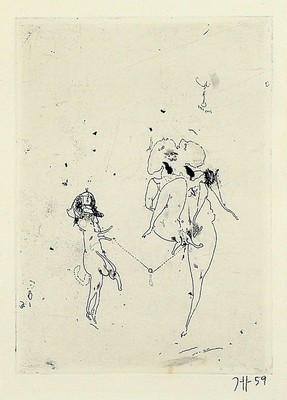 Horst Janssen, 1929 - 1995, Radierung auf Büttenkarton, handsigniert und dat. (19)59, Blatt 2 aus der seltenen 12-tlg Nana-Mappe aus dem Jahre 1959, ...