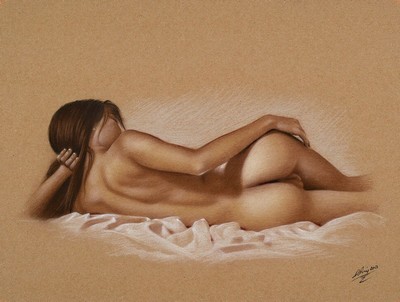 Denis Prenzel, geb. 1971, Pastellzeichnungen, auf dickem Papier, handsigniert, Frauenakt, datiert 2021, Blattgr. 40 x 30 cm, Denis Prenzel wurde 1971 ...