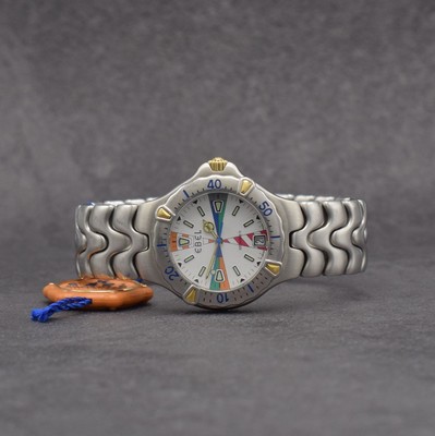 EBEL Sportwave Armbanduhr, quarz, Ref. 6187531, verschr. Geh. in Stahl inkl. Gliederband. m. dopp. Faltschl., Reiter der Lünette & Krone in Gold, ...