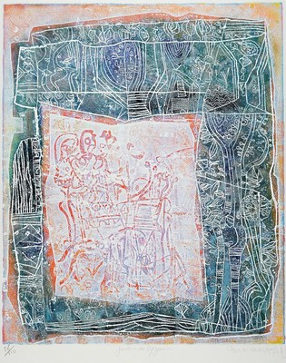 Shoichi Hasegawa, geb. 1929 in Yaizu, "Jardin de Byzance", Radieung auf Büttenpapier, sign., num. 86/110, Platte ca. 60x59 cm, gesamt ca. ...