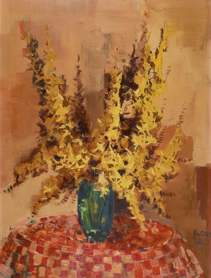 Hans Rolf Peter, 1926-2020 Neustadt/Wstr., 2 Pendants, Blumenstillleben, Öl/Lwd bzw. Öl/Malkarton, beide signiert, je ca. 80x60cm, R. ca. 92x72cm