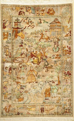 Lahor fein, Pakistan, ca. 50 Jahre, Korkwolle, ca. 216 x 142 cm, Leichter Mottenfraß