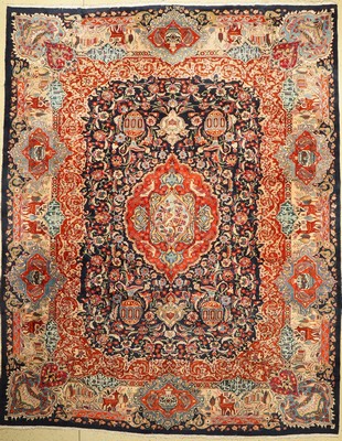Kaschmar alt, Persien, ca. 60 Jahre, auf Baumwolle,ca. 380 x 297 cm,guter Zustand Mottenfraß nur Rückseitig.