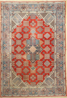 Nain fein(6La), Persien, um 1950, Korkwolle, ca. 290 x 200 cm, Starke Gebrauchsspuren