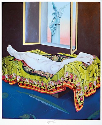 Bruno Bruni, geb. 1935 Gradara, Giclee- druck, Liegender weiblicher Akt, sign., ca.60x49 cm