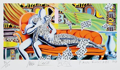 Mark Kostabi, Paul Kostabi, Tony Esposito, Originalpigment-Grafik, Titel:"As time goes by" sign. von allen 3 Künstlern, num. 36/120, ca. ...