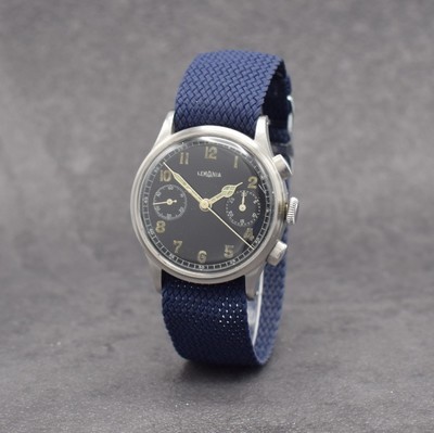 LEMANIA schöner Herrenchronograph Kal. 15TL in Stahl, Schweiz um 1940, Handaufzug, gedr. Geh., Boden m. späterer RML-Grav., orig. Drücker & Krone, ...