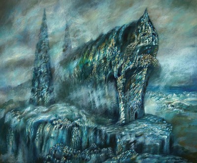 Hellmut Neukirch, geb. 1937 Berlin, war lange Jahre in der Pfalz tätig, hier: der Schiffsdom, Harzöl auf Holzplatte, signiert, ca. 110x120cm, R.