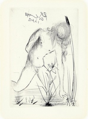 Salvador Dali, 1904-1989, Narcisse, Radierung aus der Folge: Quinze gravures von 1968, aus der Auflage für Collectors Guide USA, in der Platte ...