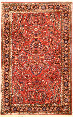 US-Re Import Sarogh fein, Persien, um 1940, Korkwolle geknüpft auf Baumwolle, ca.197 x 125 cm, EHZ:2(Sehr guter Zustand).