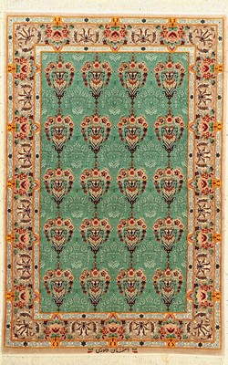 Esfahan fein, Persien, ca. 40 Jahre, Korkwolle mit und auf Seide, ca. 132 x 85 cm, guter Zustand
