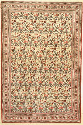 Hellgrundiger Teheran, Persien, um 1940/1950, Wolle geknüpft auf Baumwolle,mit Zili-Sultani Allover Muster, ca. 210 x 135 cm, EHZ:2-3