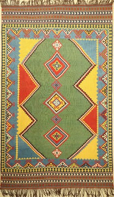 Feiner Bunter Gaschgai Kelim, Südwestpersien, um 1910/1920, Wolle gewebt auf Wolle, hochwertige Nomadenarbeit, ausdruckstarke Naturfarben, ca, 270 ...
