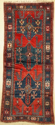 Armenischer Kazak antik, Kaukasus, um 1910,Wolle auf Wolle, ca. 310 x 137 cm, Leichte Gebrauchsspuren