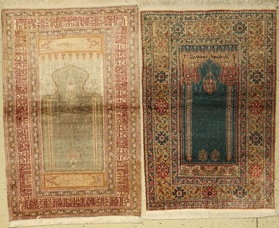Zwei Kayseri alt, Türkei, ca. 60 Jahre, merzerisierte Baumwolle, ca. 135 x 80 cm, Mittlere Gebrauchsspuren