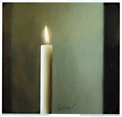 Gerhard Richter, geb. 1932, "Kerze", Farboffset, handsign., zwischen doppeltem Plexiglas gerahmt, Blatt: 44x47 cm, gesamt ca. 56x58 cm , ...