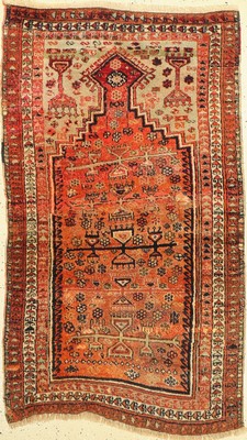 Yürük antik, Türkei, um 1920, Wolle auf Wolle, ca. 152 x 88 cm, Starke Gebrauchsspuren