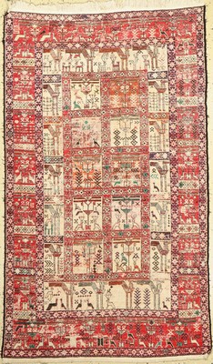 Azeri Sumak, Persien, ca. 60 Jahre, merzerisierte Baumwolle, ca. 178 x 111 cm, Starke Gebrauchsspuren