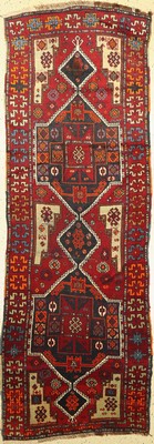 Yürük antik, Türkei, um 1910, Wolle auf Wolle, ca. 270 x 96 cm, Starke Gebrauchsspuren