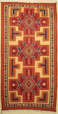 Bachtiar Kelim, Persien, ca. 60 Jahre, Wolle auf Baumwolle, ca. 314 x 163 cm, guter Zustand