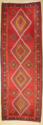 Bidjar Kelim, Persien, ca. 60 Jahre, Wolle auf Baumwolle, ca. 384 x 134 cm, guter Zustand