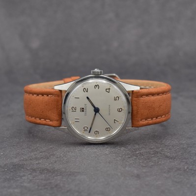TISSOT Seastar Herrenarmbanduhr in Stahl, Schweiz um 1960, Handaufzug, Ref. 41506, 2- teil. Geh., Boden m. entspr. Symbolik geschr., silb. Zifferbl. ...