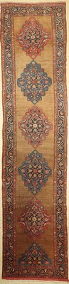 Bidjar antik, Persien, um 1920/1930, Wolle auf Baumwolle, ca. 434 x 102 cm, Starke Gebrauchsspuren