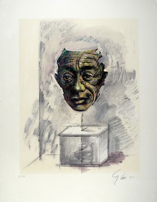 Enzo Cini, 1921-2002, Porträt Pablo Picasso, Farblithographie, handsigniert und dat. 84, num. 4/300, ca. 63x48, u.Gl., R. ca. 92x71cm