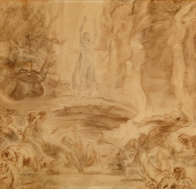 Adolf Kessler, 1890 Godramstein - 1974, Vorstudie für das Altargemälde in der protestantischen Kirche in Godramstein, "Auferstehung", ...