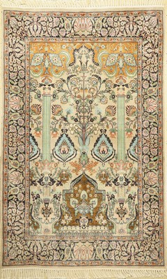 Lahor fein, Pakistan, ca. 40 Jahre, Korkwolle, ca. 217 x 138 cm, guter Zustand, verschmutzt