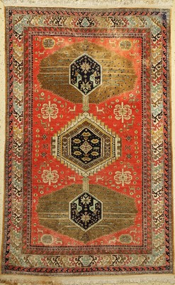 Ghom Seide alt, Persien, um 1950, reine Naturseide, ca. 212 x 136 cm, guter Zustand, leicht verfärbt