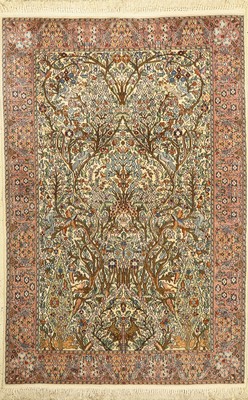 Kaschmir fein, Indien, ca. 50 Jahre, Korkwolle mit Seide, ca. 182 x 122 cm, guter Zustand